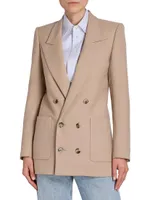 Double-Breasted Blazer Wool Gabardine