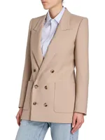 Double-Breasted Blazer Wool Gabardine