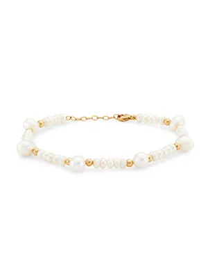 Ocean 14K Yellow Gold, Freshwater Pearl & Bead Bracelet