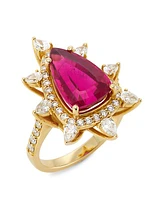 14K Yellow Gold, Pink Spinel & 2.5 TCW Diamond Ring