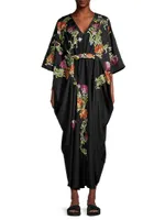 Shinjo Embroidered Satin Maxi Dress