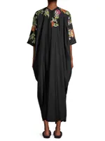 Shinjo Embroidered Satin Maxi Dress