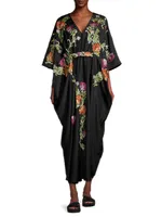 Shinjo Embroidered Satin Maxi Dress