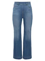 Seamed-Front Wide-Leg Jeans