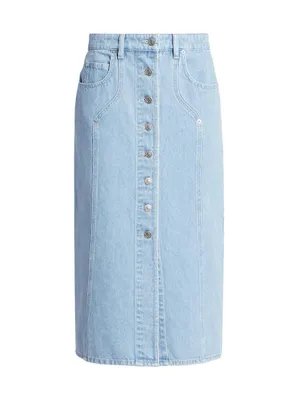 Vandy Denim Button-Front Skirt