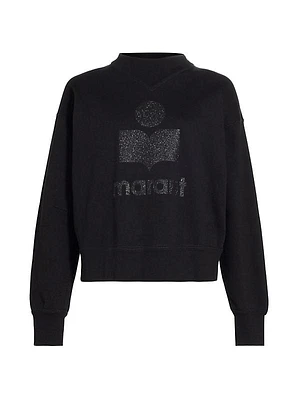 Moby Glittered Cotton-Blend Logo Sweatshirt