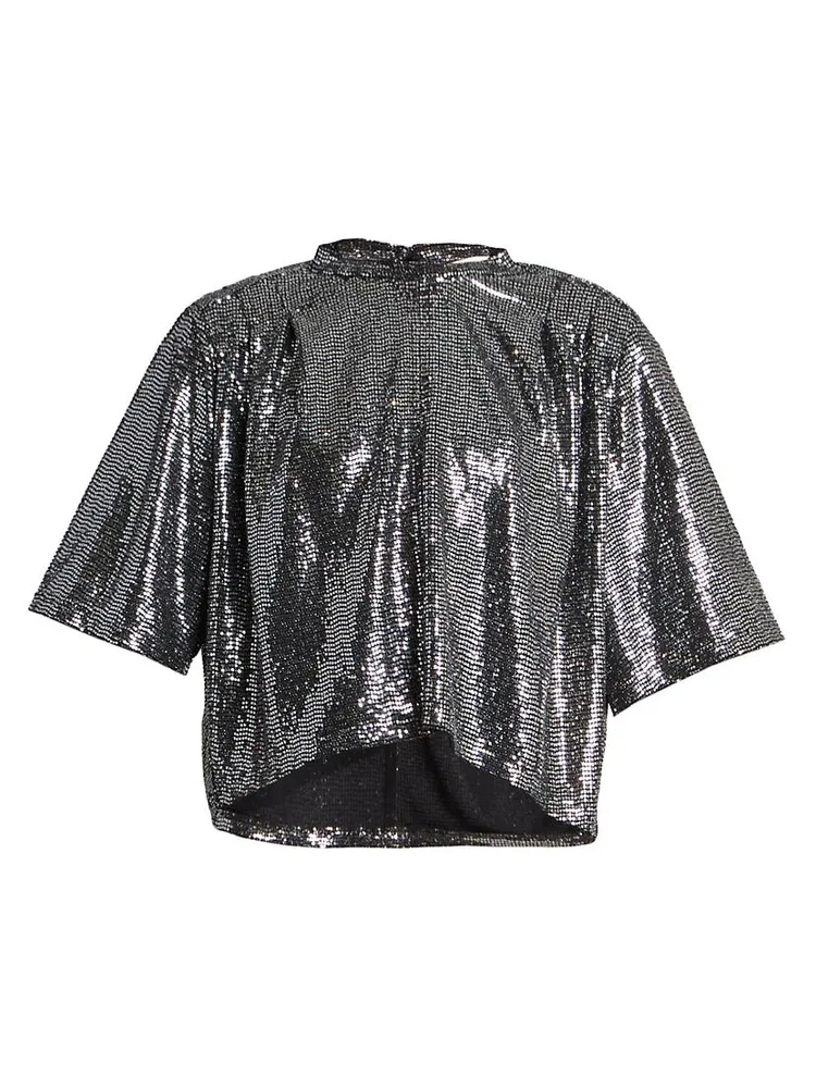 Shiny Flou Delfi Cropped Top