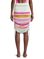 Striped Ruched Cover-Up Skirt