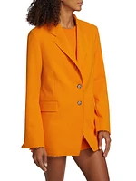 Oversized Twill Two-Button Blazer