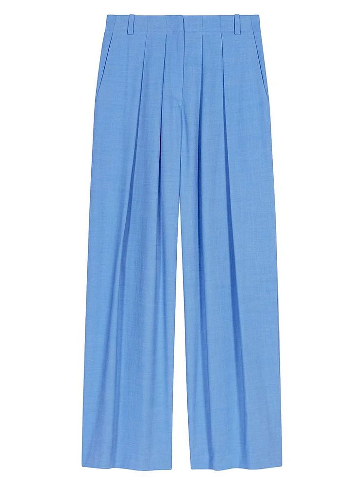 Wide-Leg Suit Trousers with Pleats