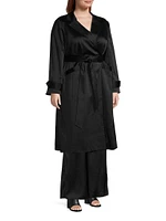 Caterina Belted Stretch Satin Coat