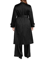 Caterina Belted Stretch Satin Coat