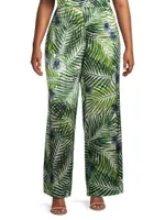 Sofia Palazzo Tropical-Print Pants