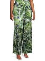 Sofia Palazzo Tropical-Print Pants