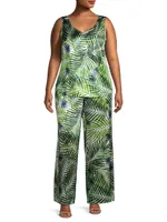 Sofia Palazzo Tropical-Print Pants