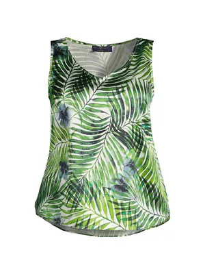 Gian Tropical-Print Silk Top