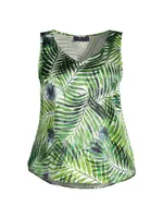 Gian Tropical-Print Silk Top