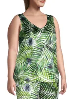 Gian Tropical-Print Silk Top