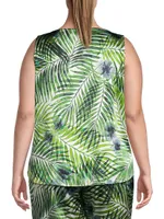 Gian Tropical-Print Silk Top