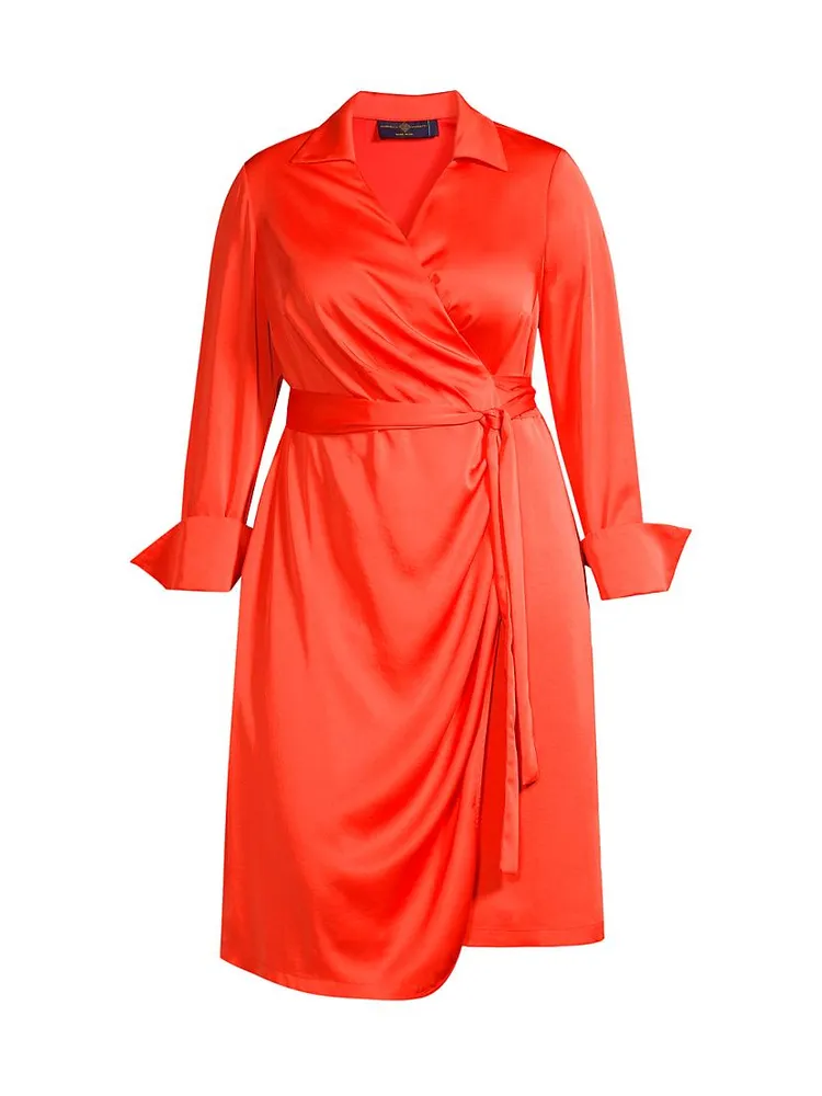 Silvia Satin Wrap Midi-Dress