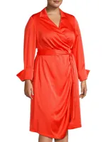 Silvia Satin Wrap Midi-Dress