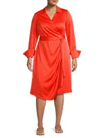 Silvia Satin Wrap Midi-Dress