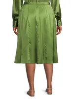 Bellini Silk Charmeuse Midi-Skirt