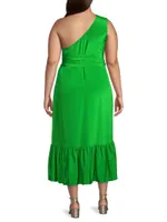 Fiorella One-Shoulder Silk Midi-Dress