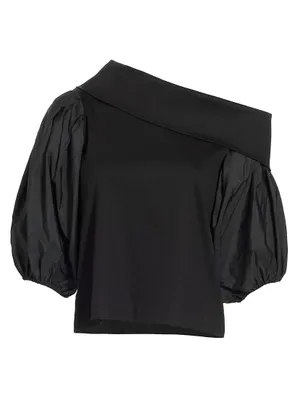 Georgia One-Shoulder Puff-Sleeve Top