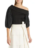 Georgia One-Shoulder Puff-Sleeve Top