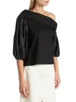 Georgia One-Shoulder Puff-Sleeve Top