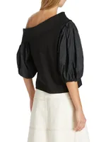 Georgia One-Shoulder Puff-Sleeve Top