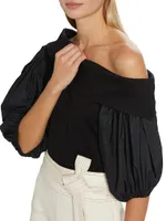 Georgia One-Shoulder Puff-Sleeve Top