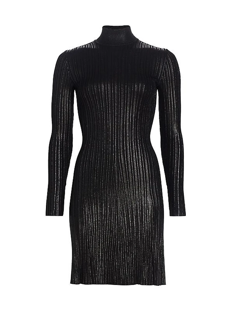 Ribbed Mock Turtleneck Minidress