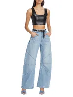 Fredric High-Rise Bowed Wide-Leg Jeans