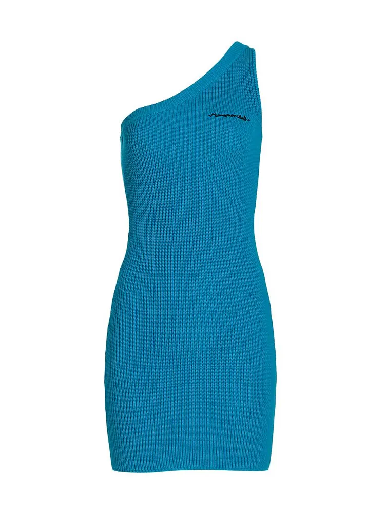 Zenith Asymmetric Rib-Knit Minidress