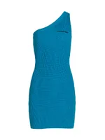 Zenith Asymmetric Rib-Knit Minidress