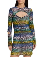 Cheetah-Print Cut-Out Minidress