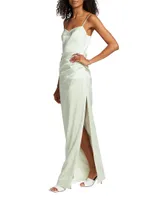 Vona Wool-Blend Gathered Gown