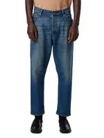 Straight-Leg Cotton-Blend Jeans