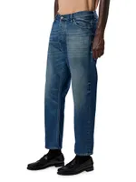 Straight-Leg Cotton-Blend Jeans
