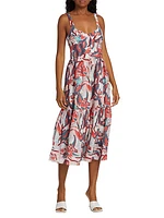 Belen Floral Single-Tiered Midi-Skirt