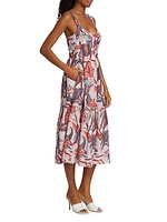 Belen Floral Single-Tiered Midi-Skirt