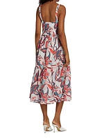 Belen Floral Single-Tiered Midi-Skirt