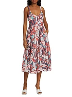 Belen Floral Single-Tiered Midi-Skirt