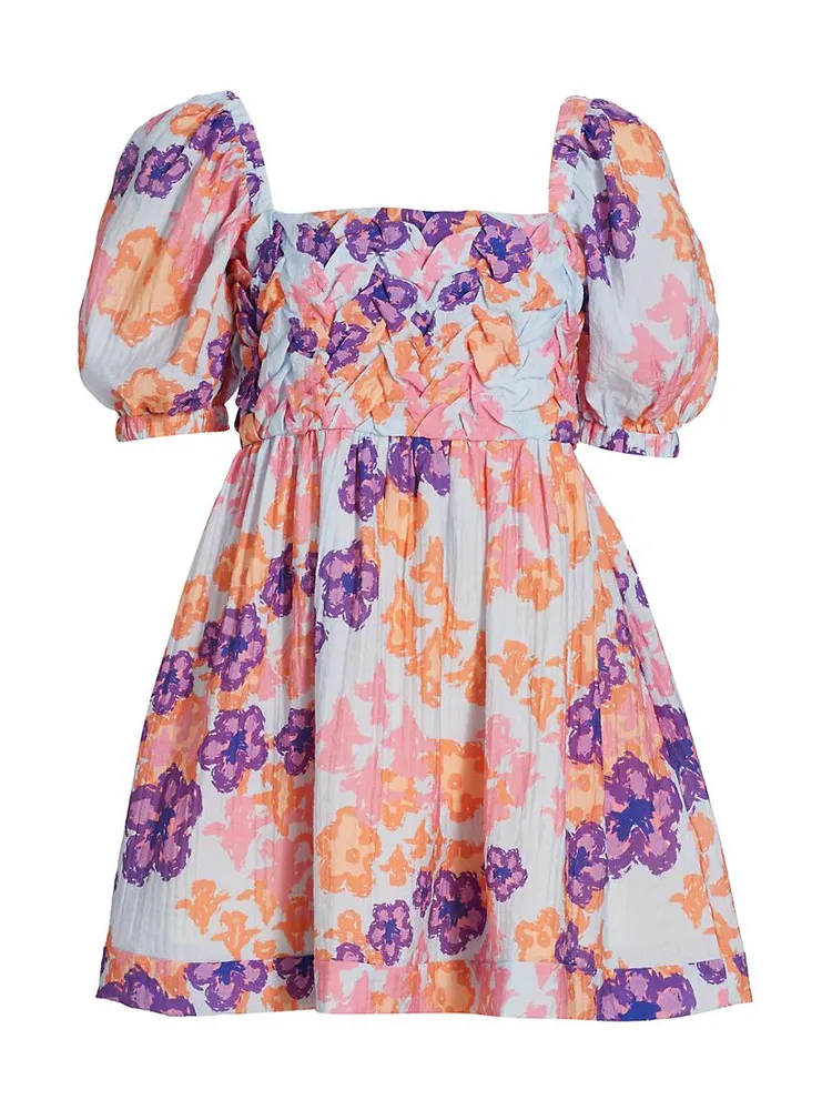 Lucia Floral Puff-Sleeve Minidress