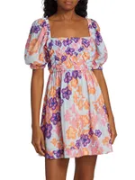 Lucia Floral Puff-Sleeve Minidress