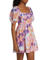 Lucia Floral Puff-Sleeve Minidress