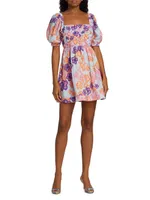 Lucia Floral Puff-Sleeve Minidress