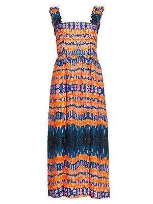 Caroline Geometric Braided-Strap Maxi Dress